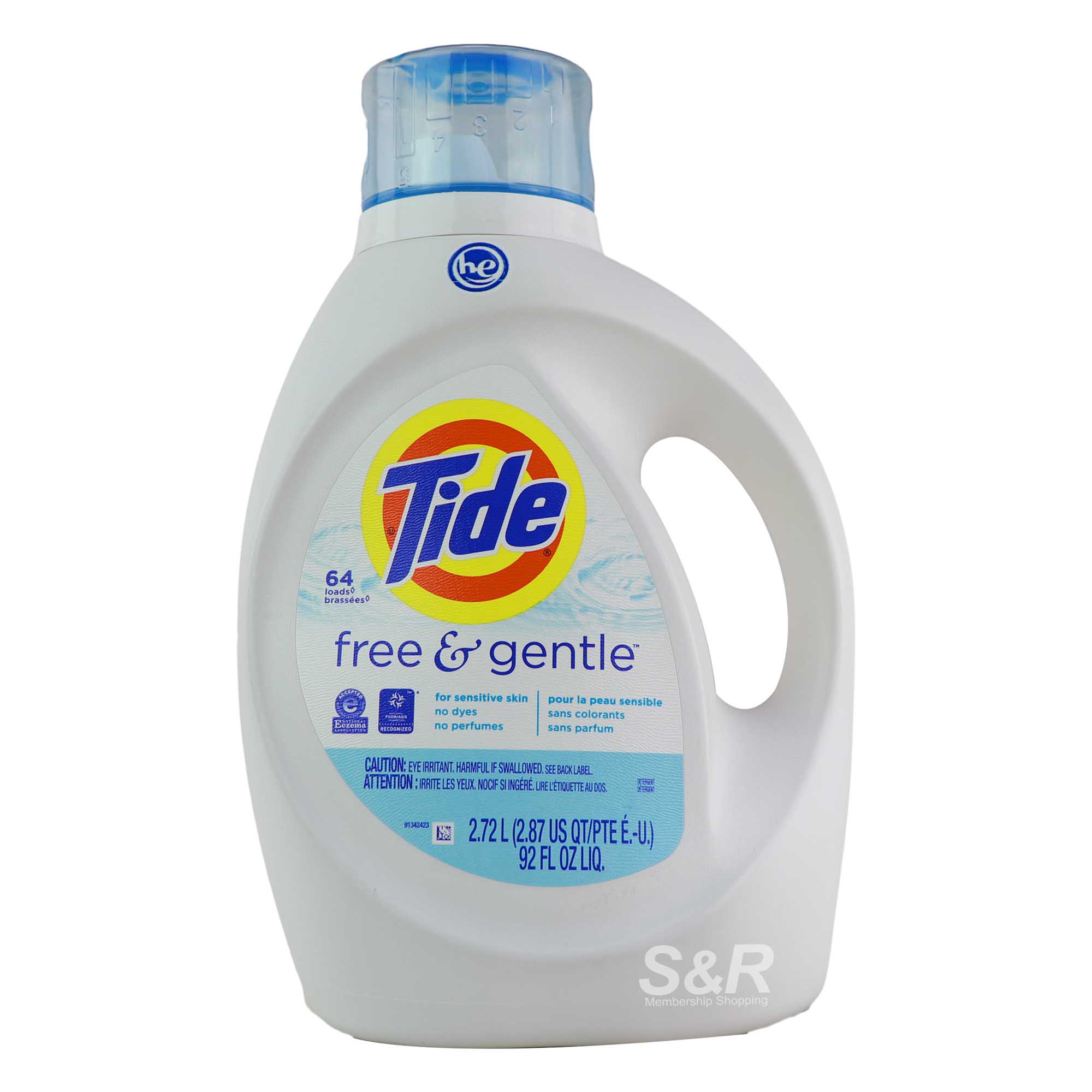 Tide Free and Gentle Liquid Laundry Detergent 2.72L